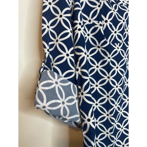 NY Collection Womens Floral Print Button-Up Blouse Long Sleeve Collared Size XL - Picture 4 of 9